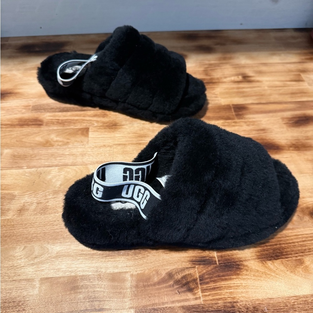 UGG Fluff Yeah Slide Sandal~Black~Size 7 - Picture 3 of 6